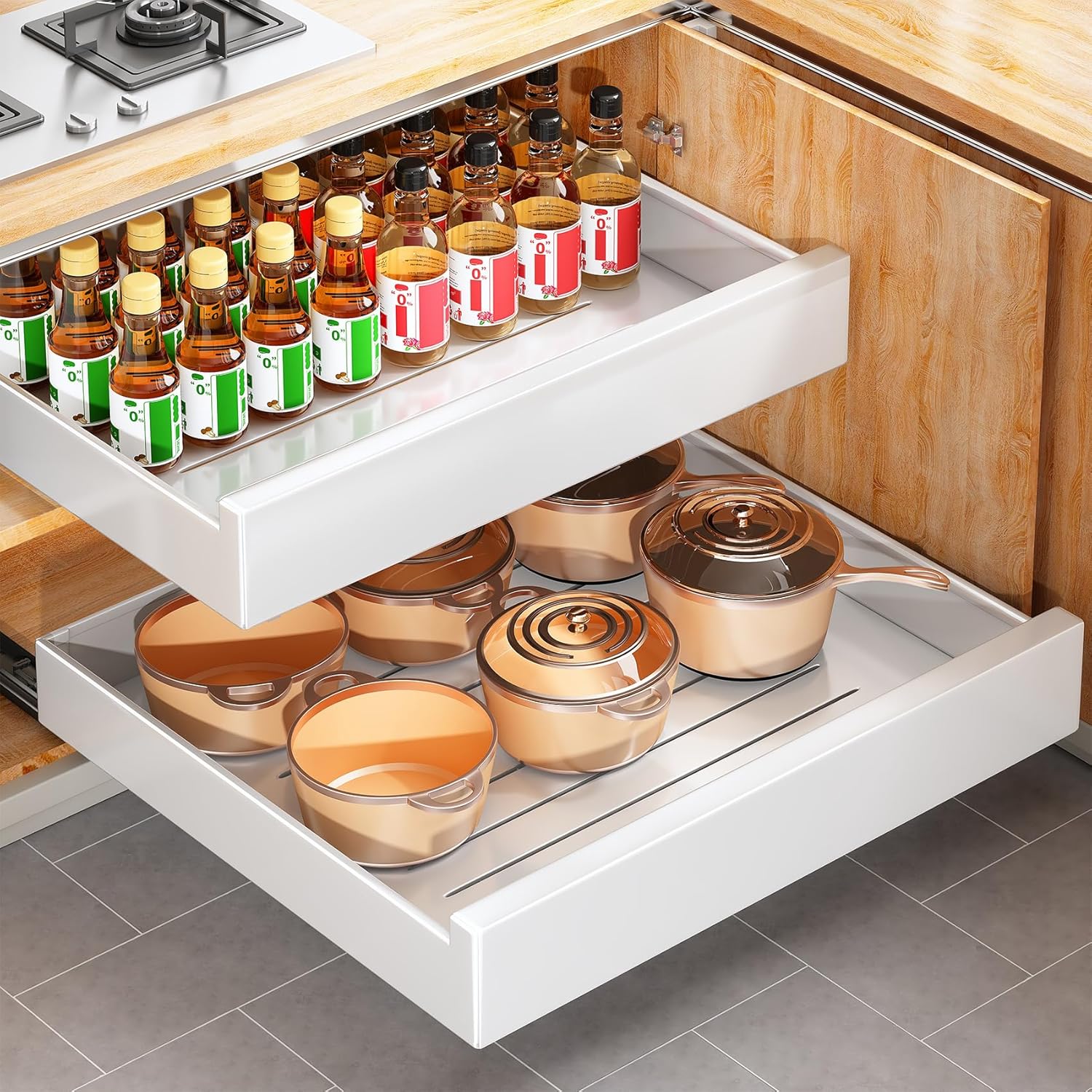 2Pack Pull Out Cabinet Organizer for Kitchen and Home Storage