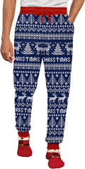Men's Christmas Joggers with Pockets - Drawstring Holiday Pants