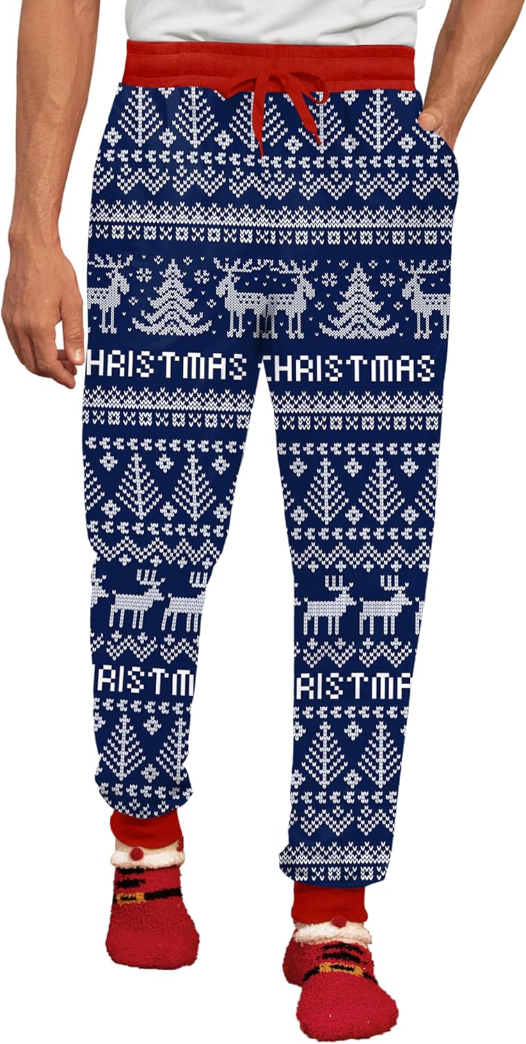 Arvilhill Mens Christmas Joggers with Pockets for Holiday Fun