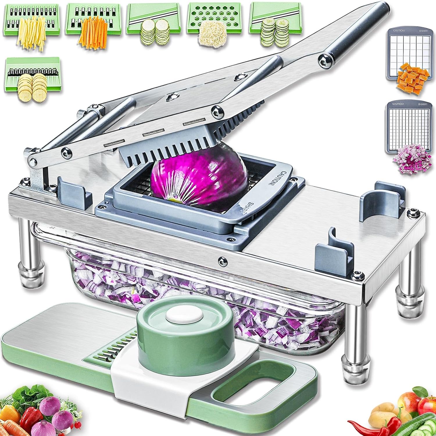 Stainless Steel Vegetable Chopper with 8 Blades for Easy Dicing