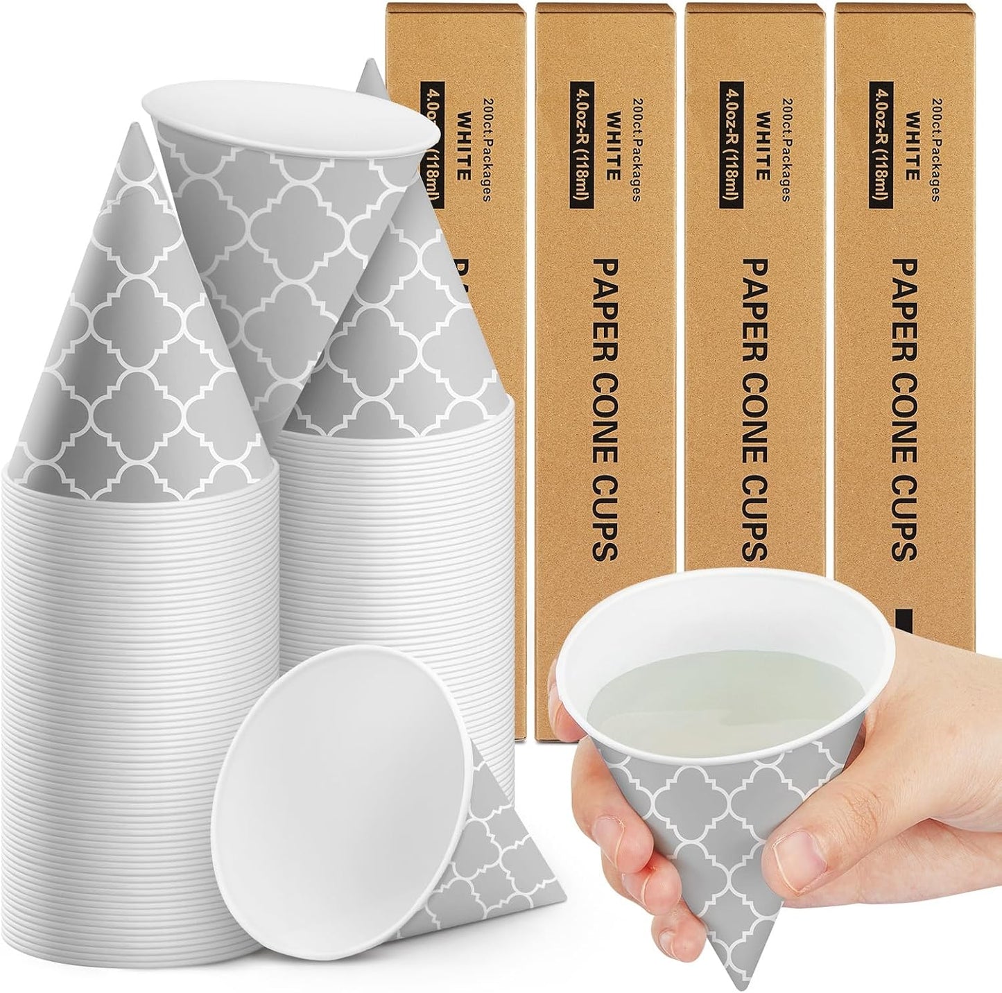 Roshtia 800 Pcs Paper Cone Cups for Shaved Ice and Slushies
