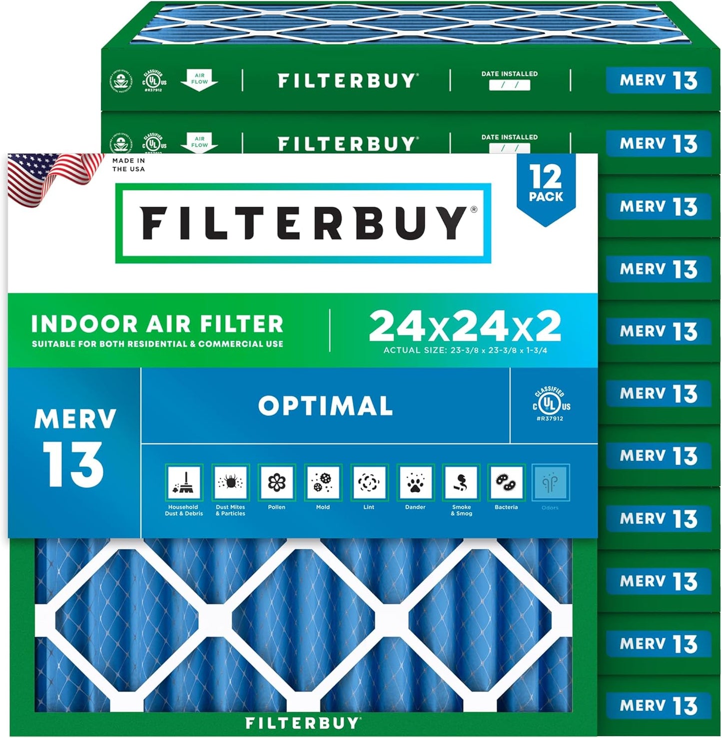 Filterbuy 24x24x2 Air Filter MERV 13 for Healthy Living