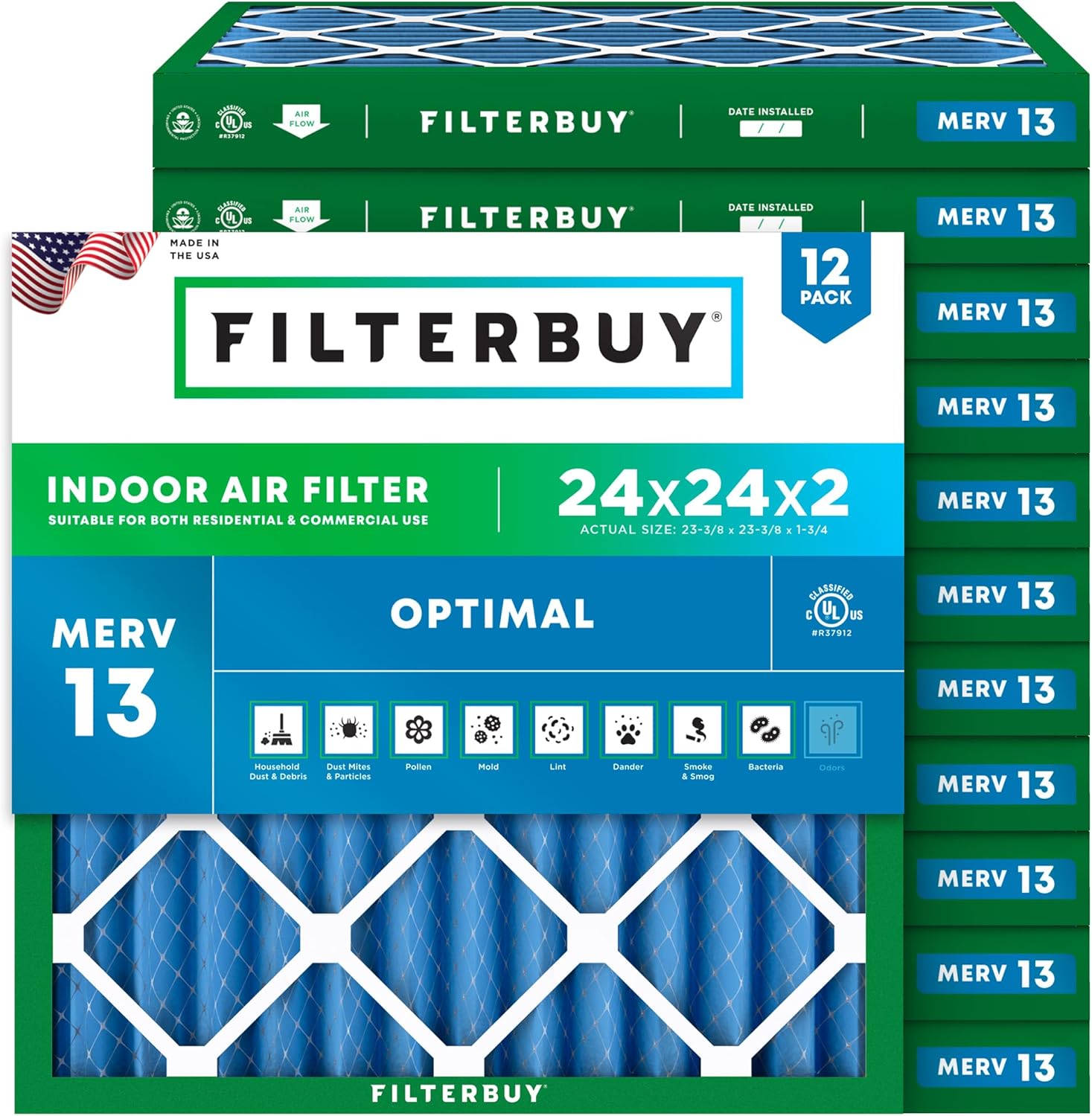 Filterbuy 24x24x2 Air Filter MERV 13 for Healthy Living