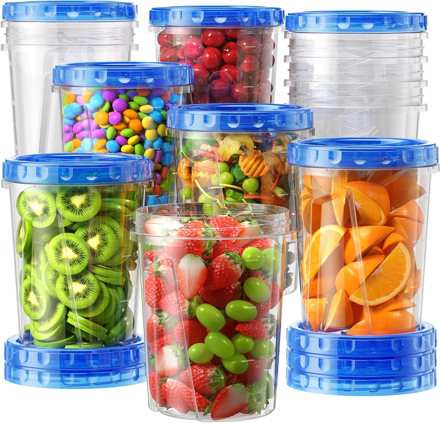 34oz Freezer Storage Containers with Twist Top Lids - 12 Pack