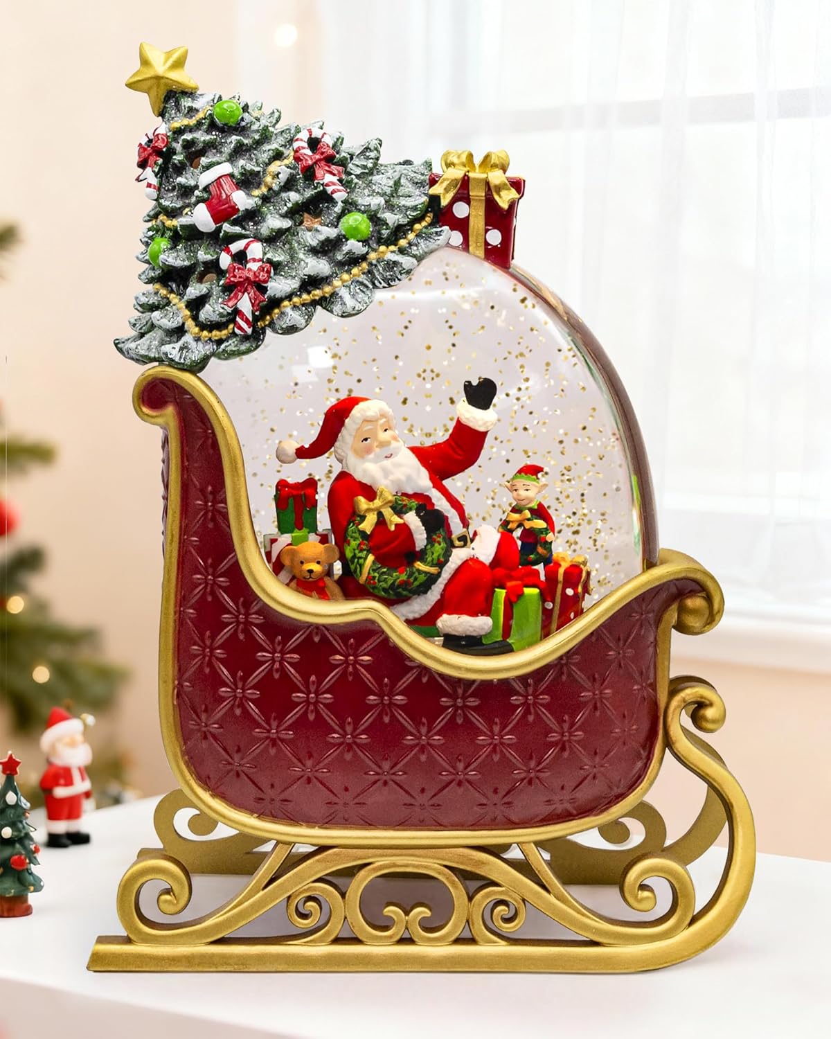 Christmas Santa Snow Globe Lantern with 8 Songs for Festive Cheer
