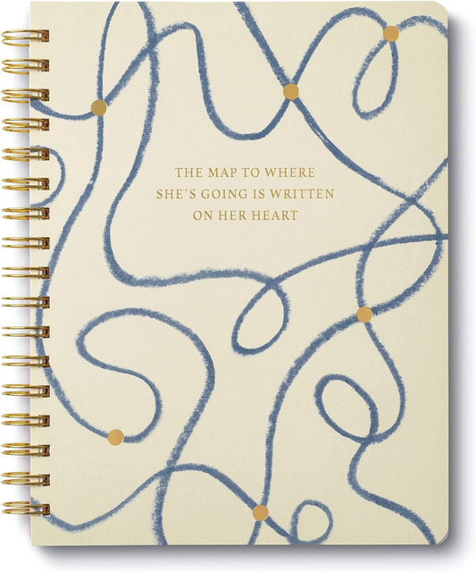 Designer Spiral Notebook - Heartfelt Navigation, 192 Lined Pages