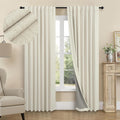 Black Out Burlap Curtains 63 in - 2 Panels 100% Blackout Energy Saving