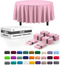 Party Solids Pink Round Plastic Tablecloth 84 in Pack of 24 - Durable