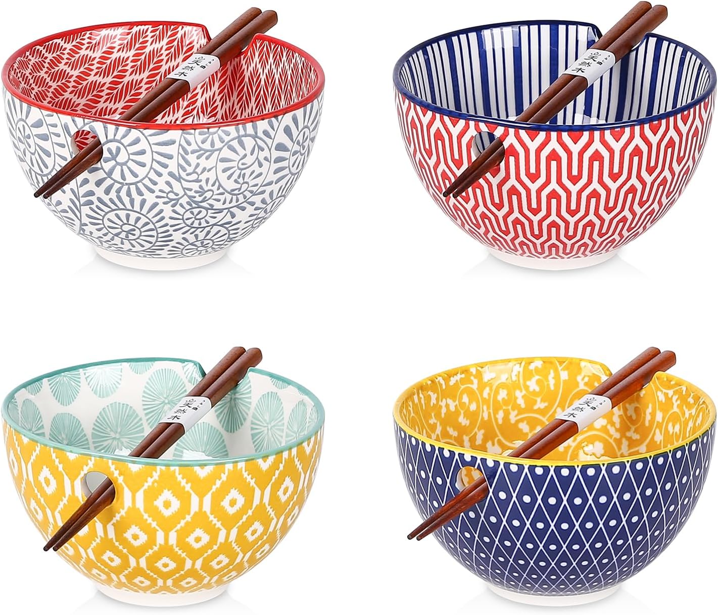 Versatile 15oz Ramen Bowls Set with Chopsticks for Kitchen