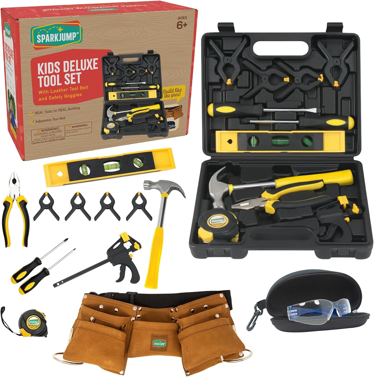 SparkJump Deluxe Kids Tool Set for Creative Young Builders