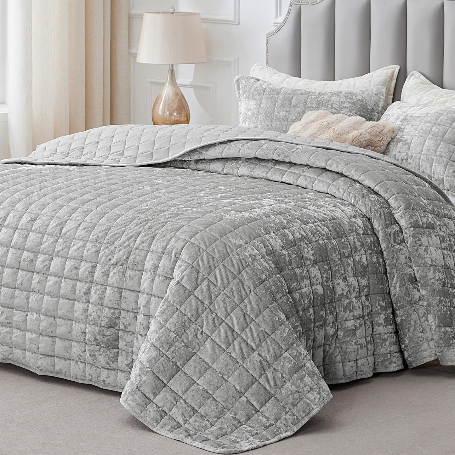 BEDELITE Velvet Quilt Set Queen Size - Luxurious Soft Bedding