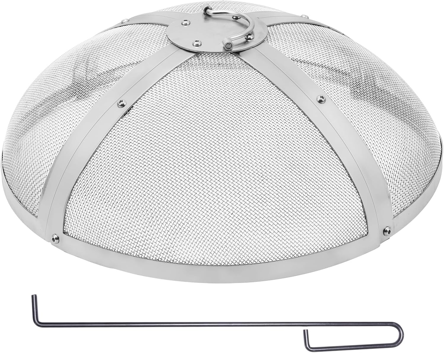 Fire Pit Spark Screen Round 27in Heavy Duty Steel Cover for Outdoors