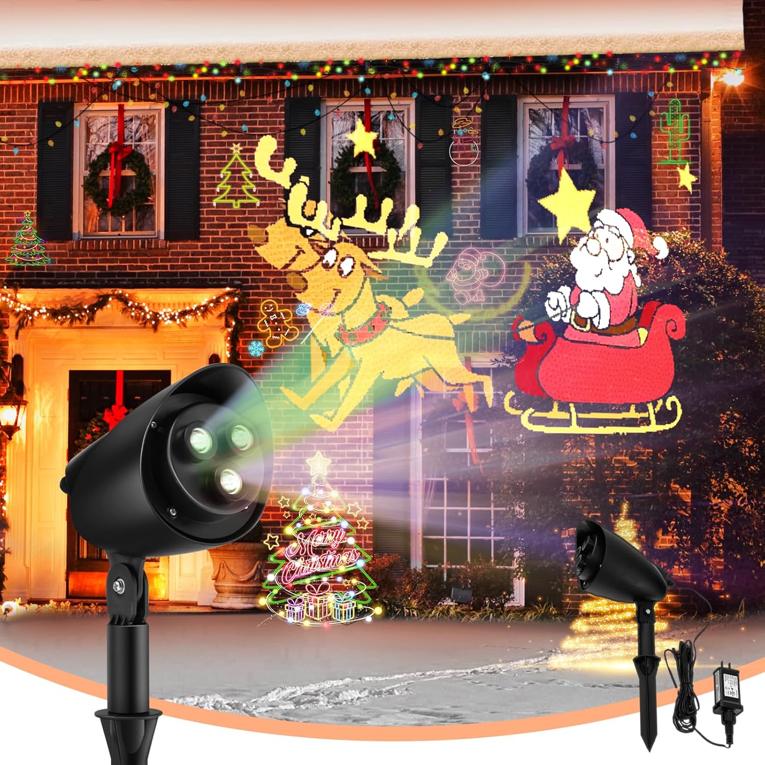 Goplus Santa's Sleigh Projector: 65 Angle, Waterproof Festive Light