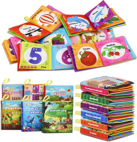 Dr.Rapeti Soft Cloth Baby Books 6-Pack: Crinkle Squeak Fun!