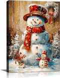 Vintage Snowman Christmas Canvas Wall Art - Timeless Holiday Accent