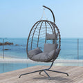 Hanging Egg Chair with Stand - Comfortable Patio Swinging Seat