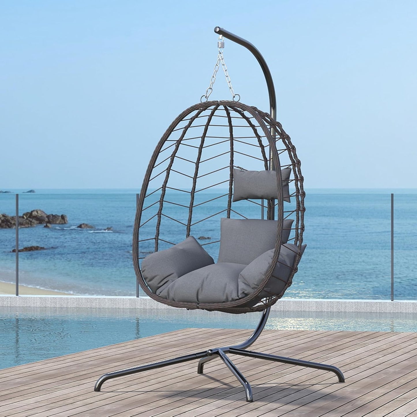 Hanging Egg Chair with Stand for Indoor and Outdoor Relaxation