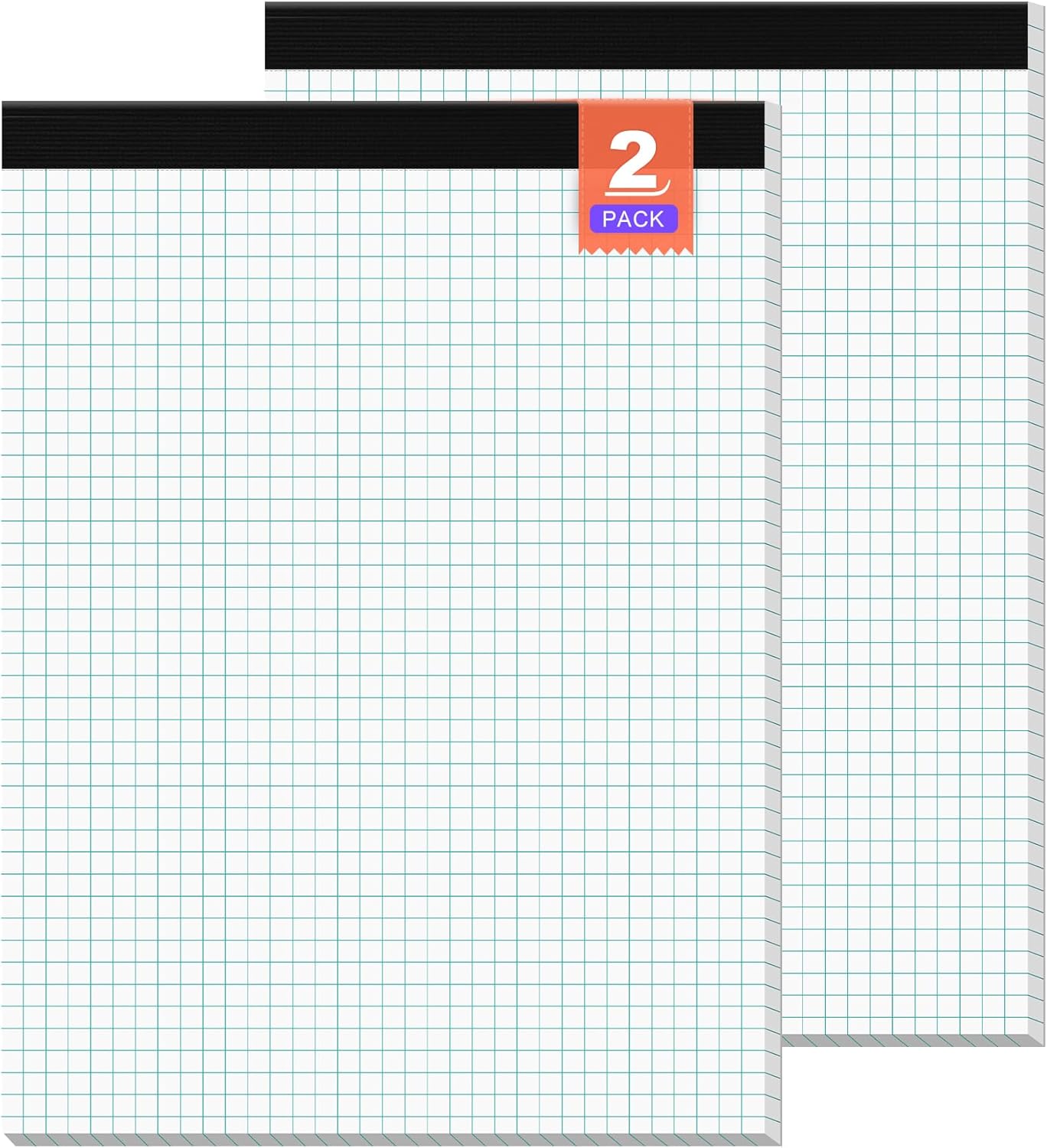 Double-Printing Grid Paper 8.5x11, 2 Pack, Easy Tear-Off, Ideal for School & Office