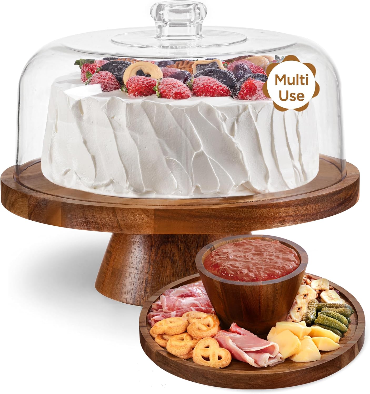 HBlife Cake Stand with Glass Lid for Baking and Display