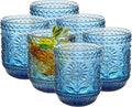 12 oz Embossed Floral Vintage Drinking Glasses Set of 6 - Thickened
