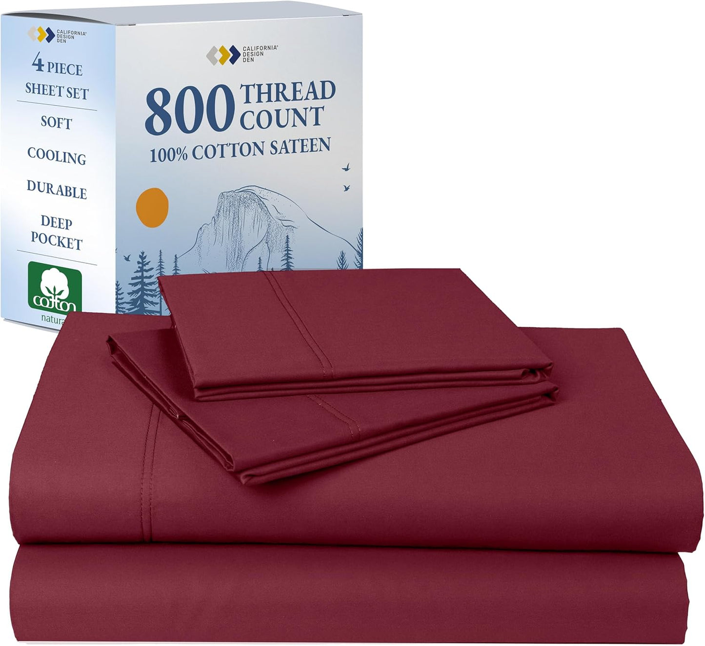 California Design Den King Size Cotton Sheets Set - Luxury Comfort