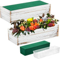 Wooden Planter Boxes 4 Pack 12x4 in Rectangle Set - Rustic Centerpiece