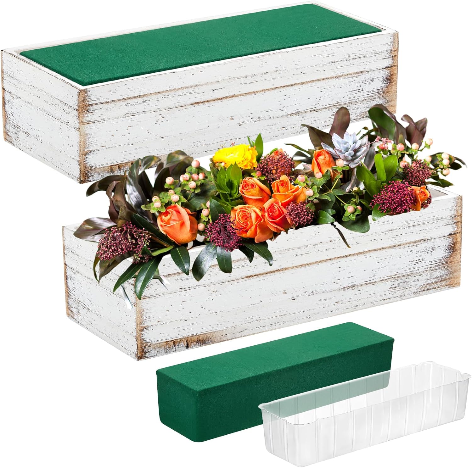 Dandat 4 Set Wooden Planter Boxes for Rustic Home Decor