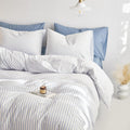 Striped Cotton Duvet Cover Set for a Cozy Farmhouse Look