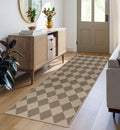 Easy Jute Checkered Runner Rug 2x6 Brown - Washable Non-Slip Hallway