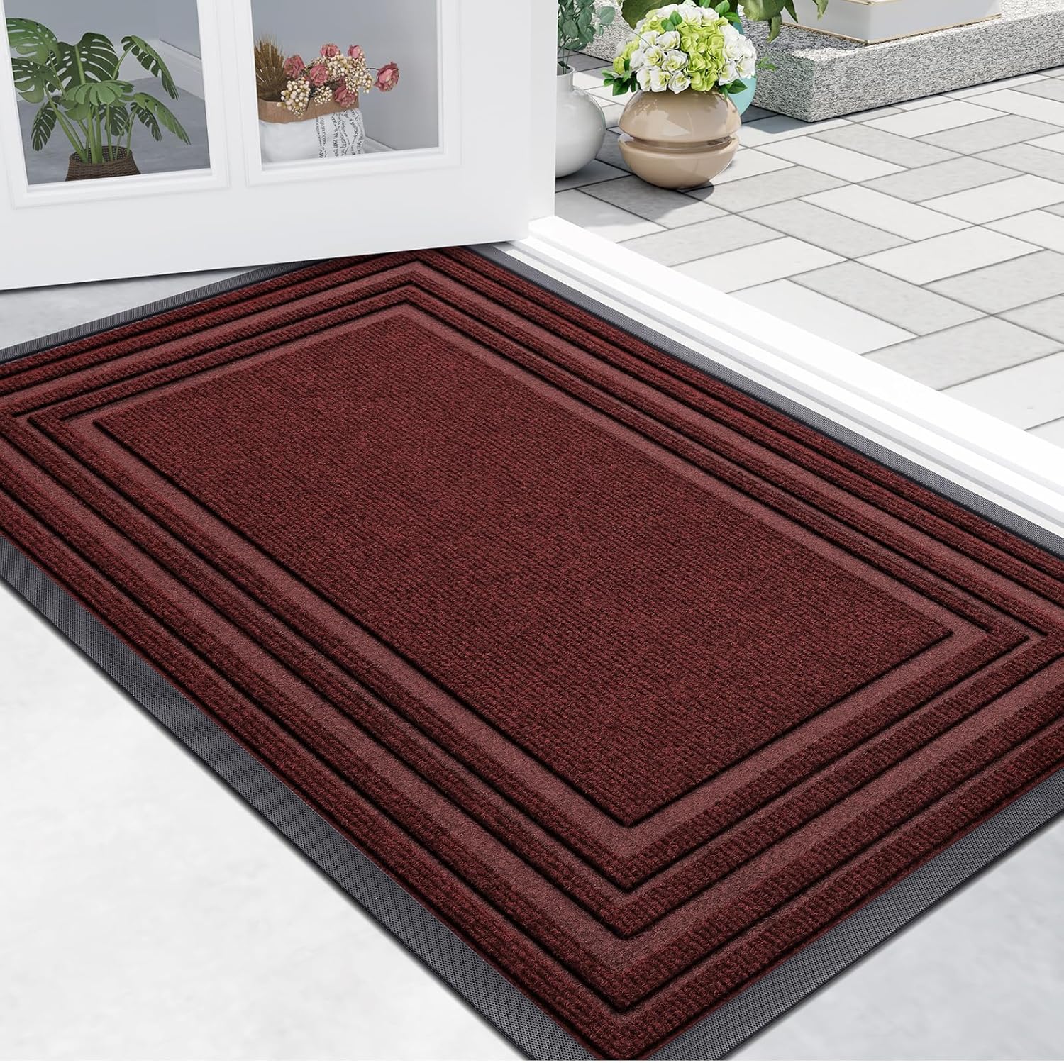 Buganda Front Door Mat for Indoor Outdoor Use, Easy Clean Design
