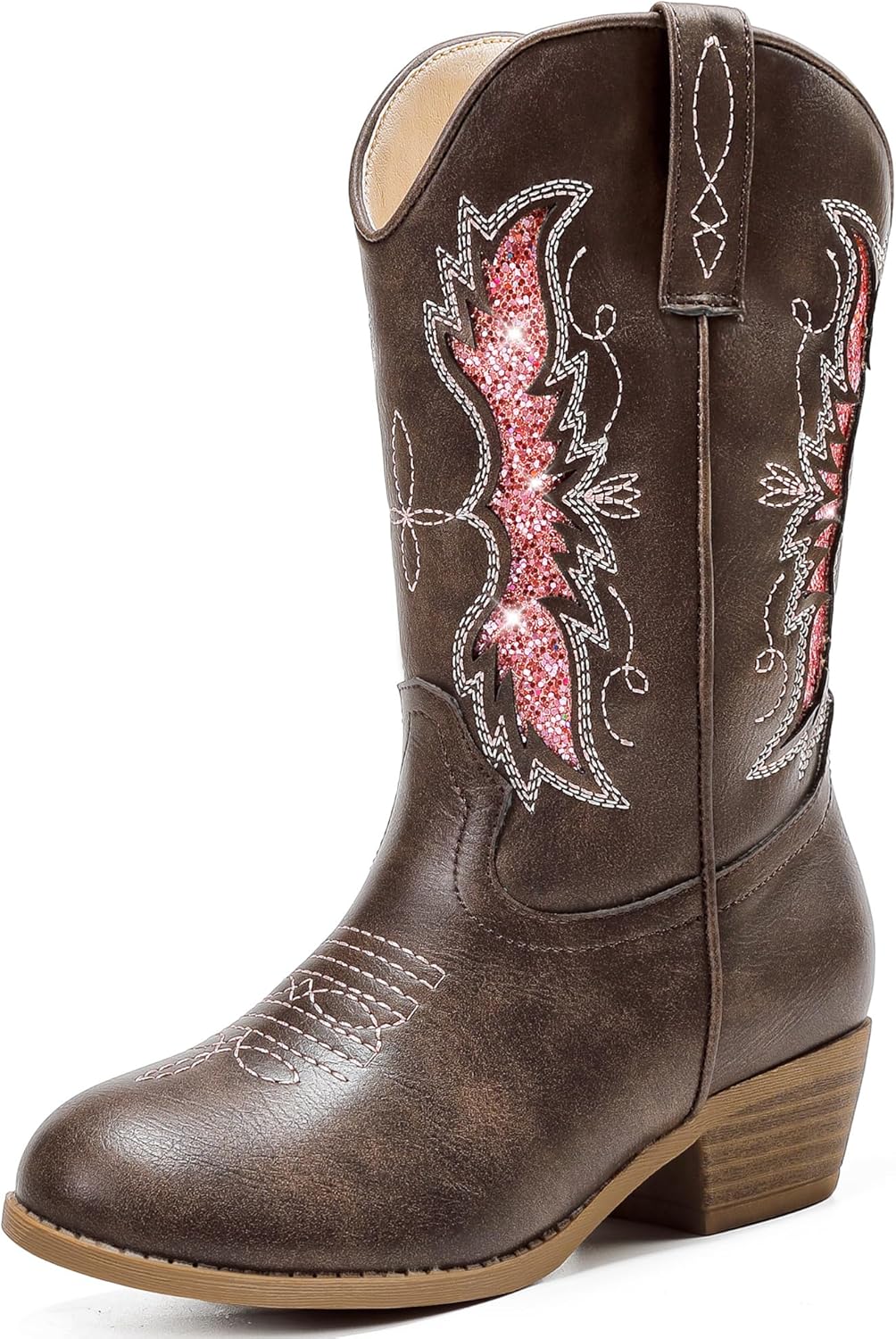 Sparkly Glitter Cowgirl Boots for Girls - Stylish Mid Calf Design