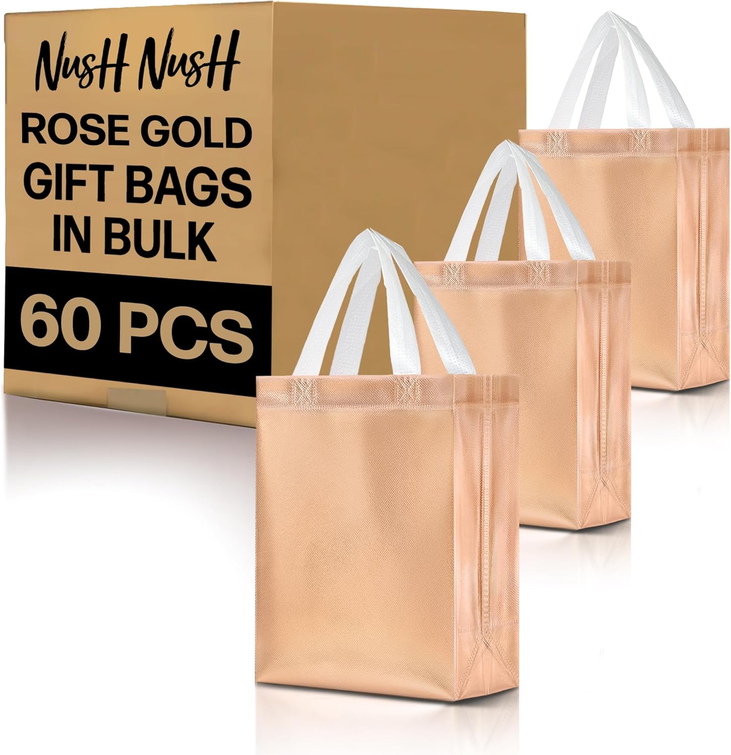 Nush Nush Set of 60 Rose Gold Gift Bags for Any Occasion
