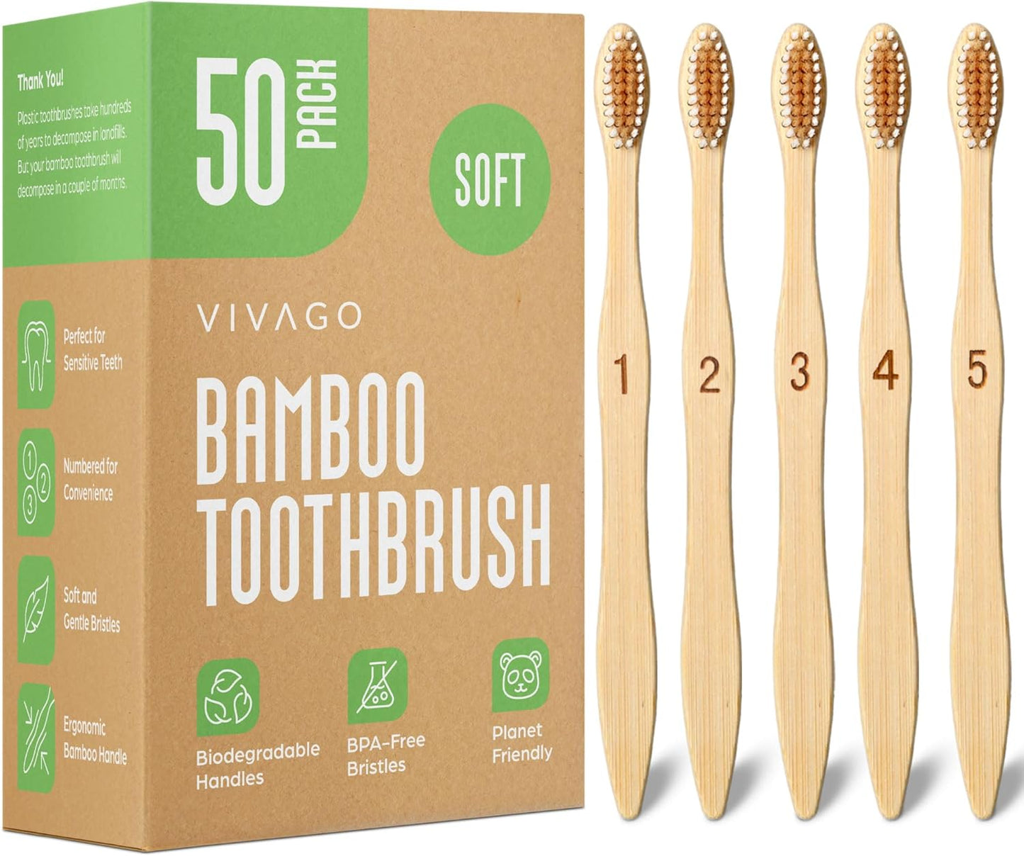 Bamboo Toothbrushes Bulk Soft Bristles for Eco-Friendly Families