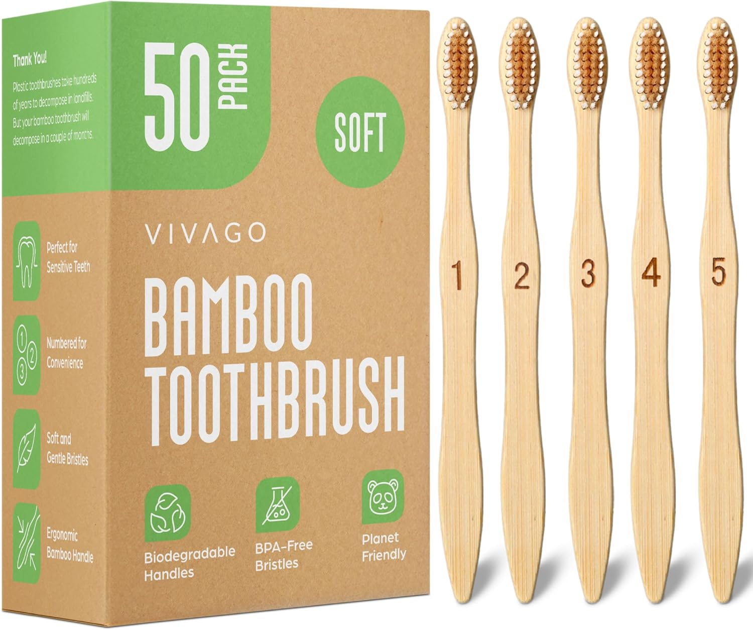 Bamboo Toothbrushes Bulk Soft Bristles for Eco-Friendly Families