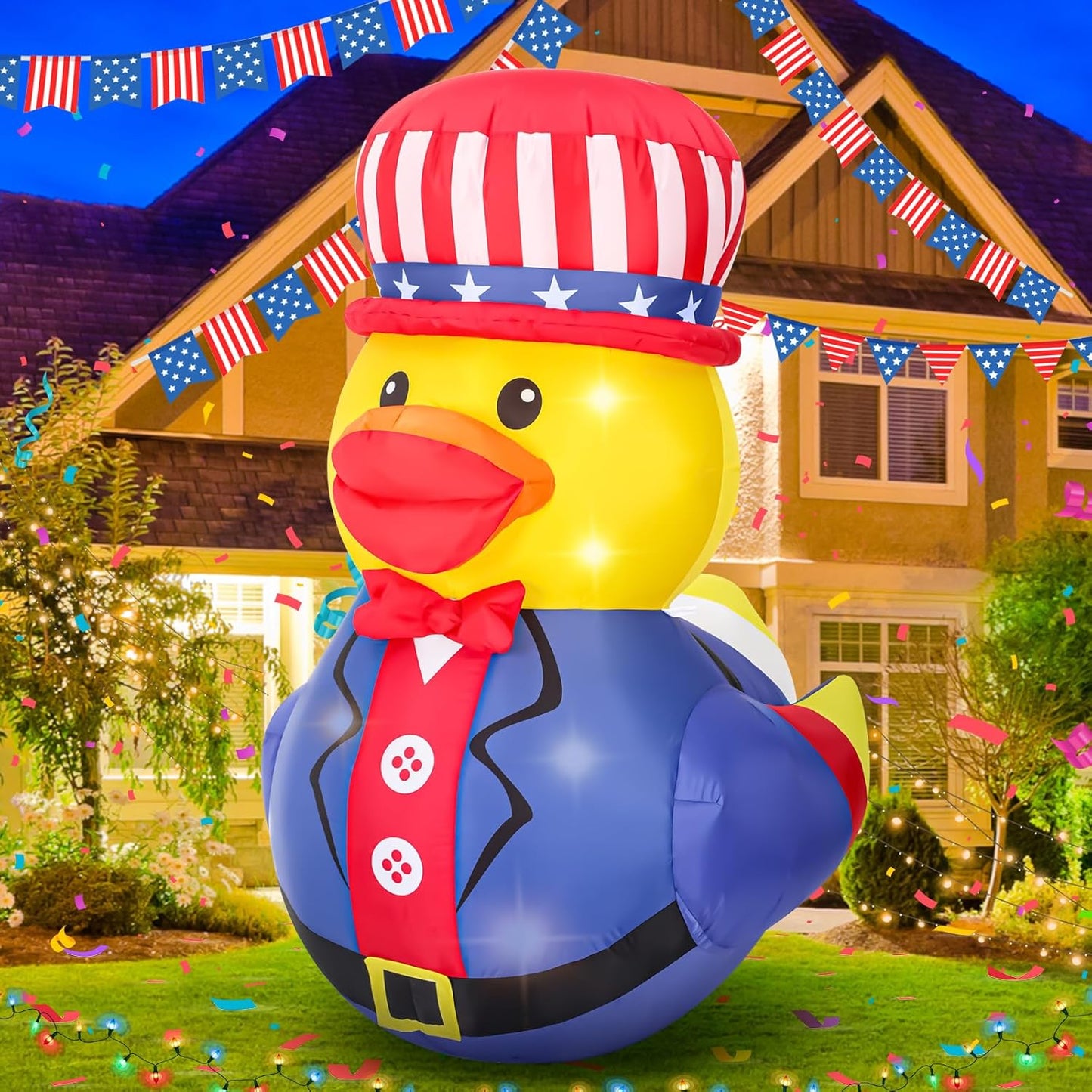 Patriotic Inflatable Duck 5 ft for 4th of July Celebrations