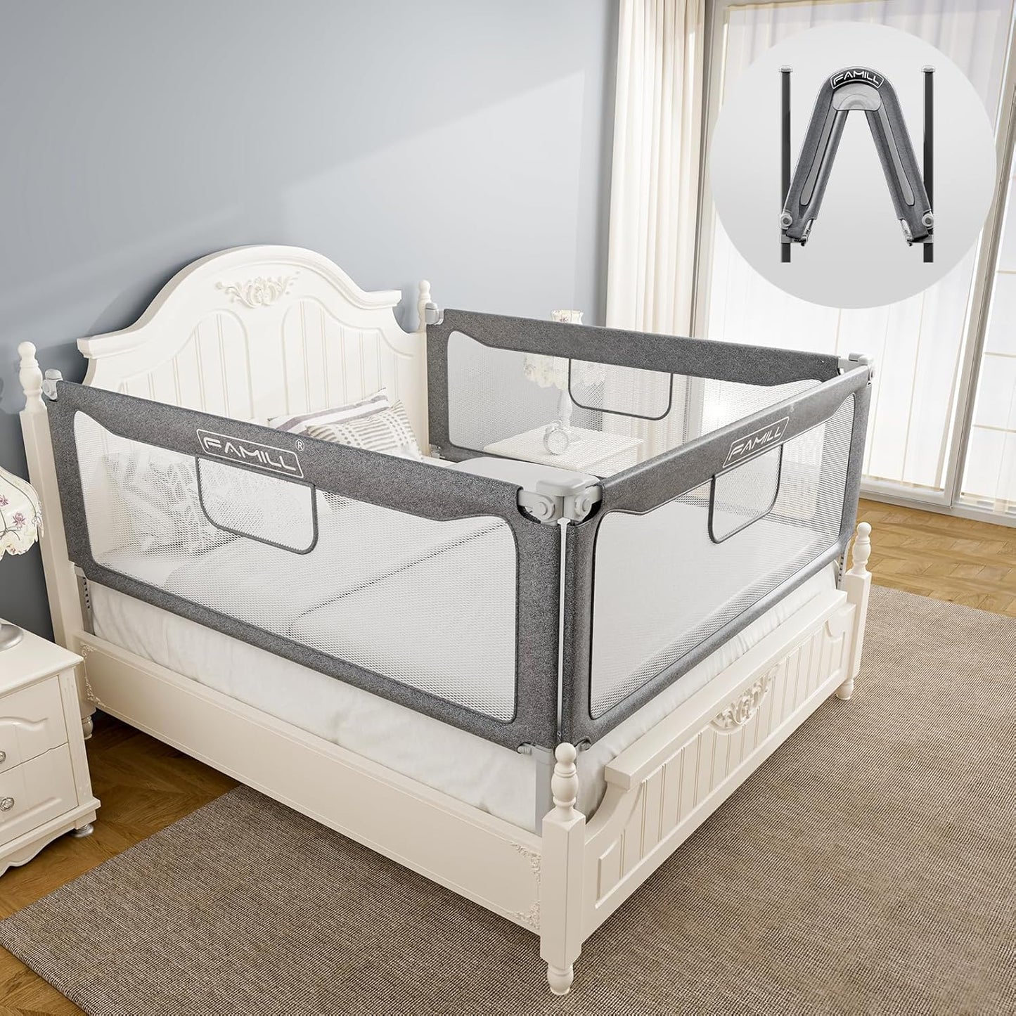 FAMILL Bed Rail for Toddlers - Safe and Easy to Install