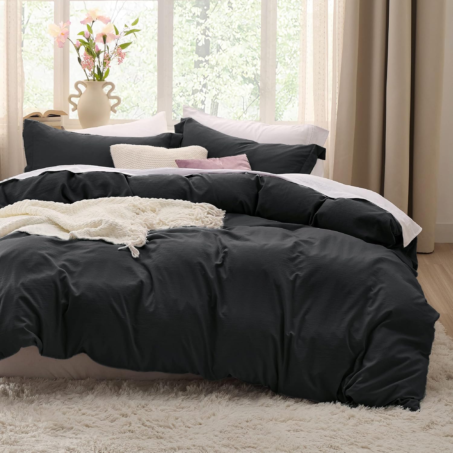 Bedsure Black Duvet Cover King Size Set for Ultimate Comfort