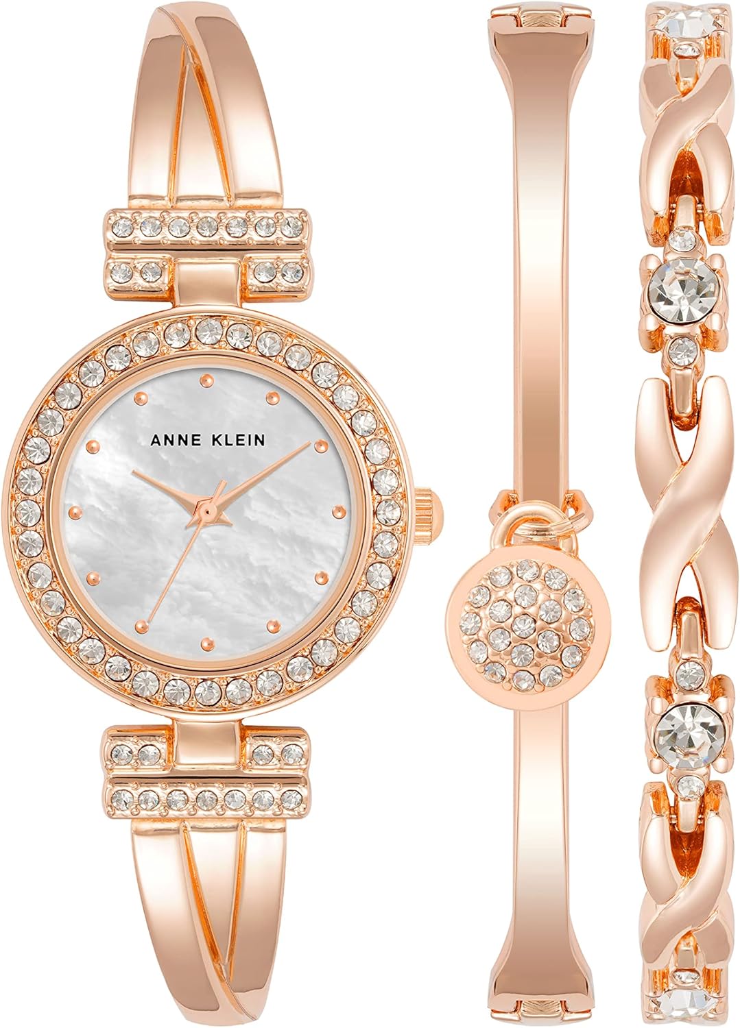 Anne Klein Women's Premium Crystal Accented Bangle Watch Set