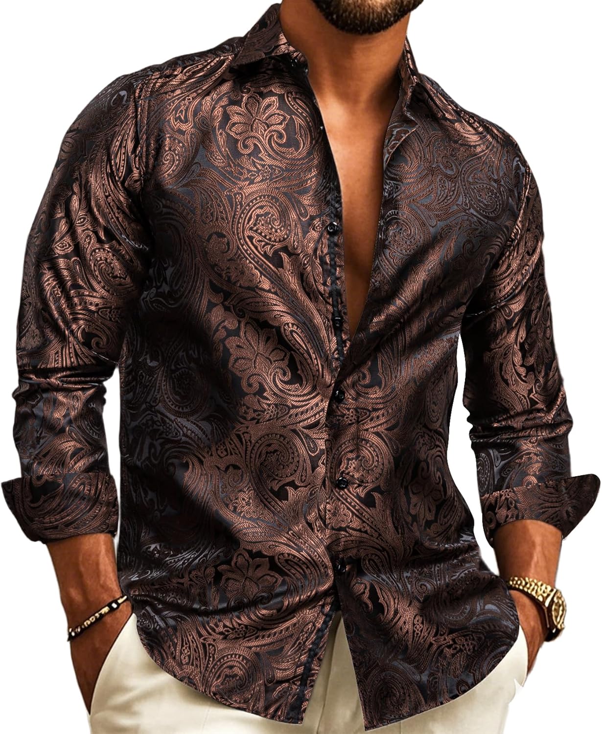 Barry.Wang Men's Silk Shirts for Casual and Formal Occasions
