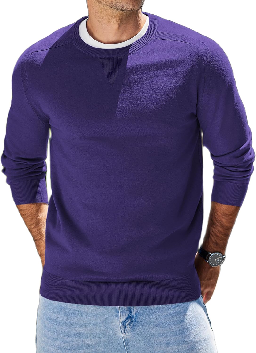 COOFANDY Mens Lightweight Sweater Crewneck Pullover for Comfort