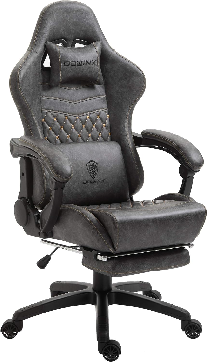 Dowinx Vintage Gaming Chair: Lumbar Massage Support