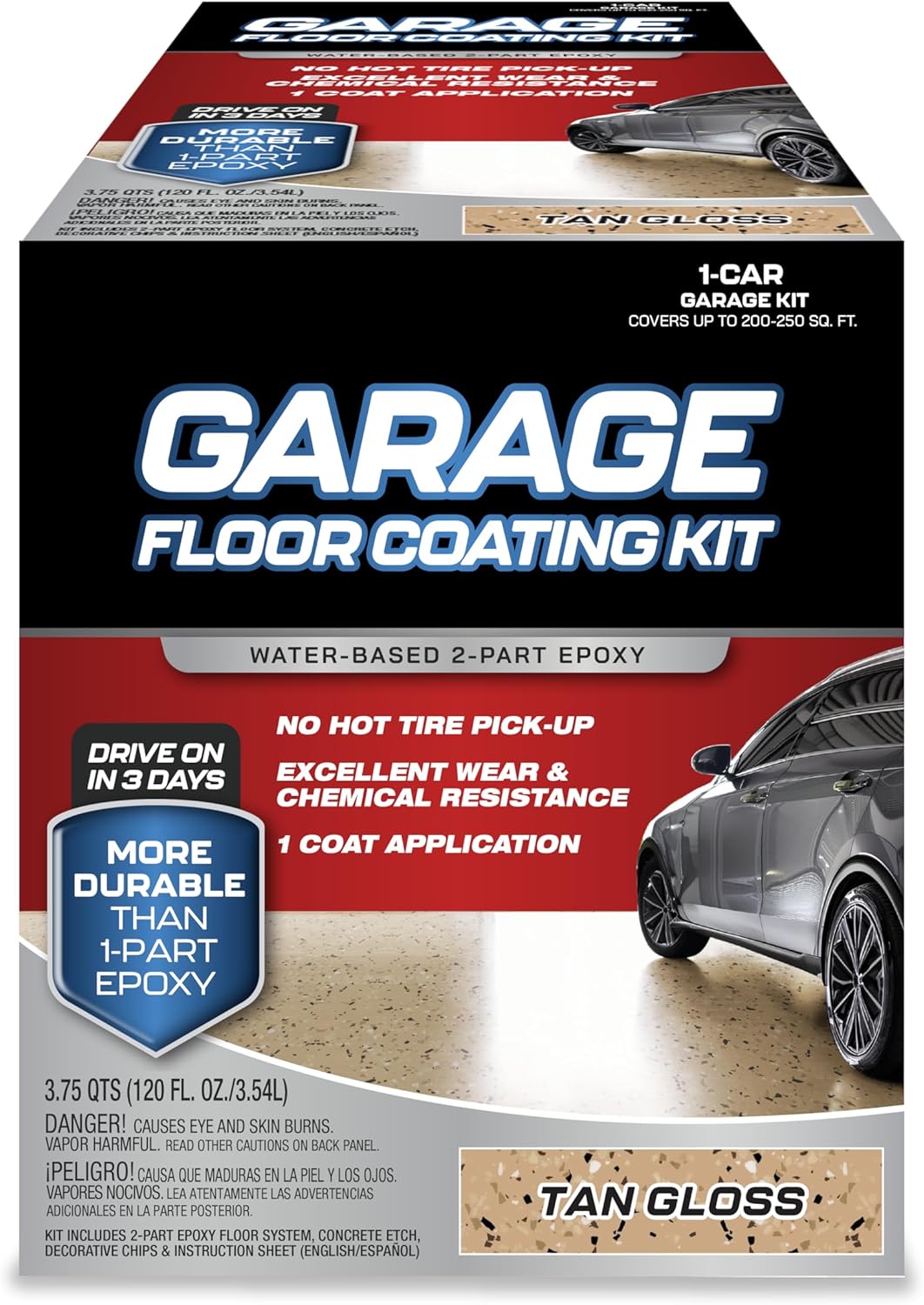 Garage Floor Kit 2-Part Epoxy Coating for High-Gloss Finish