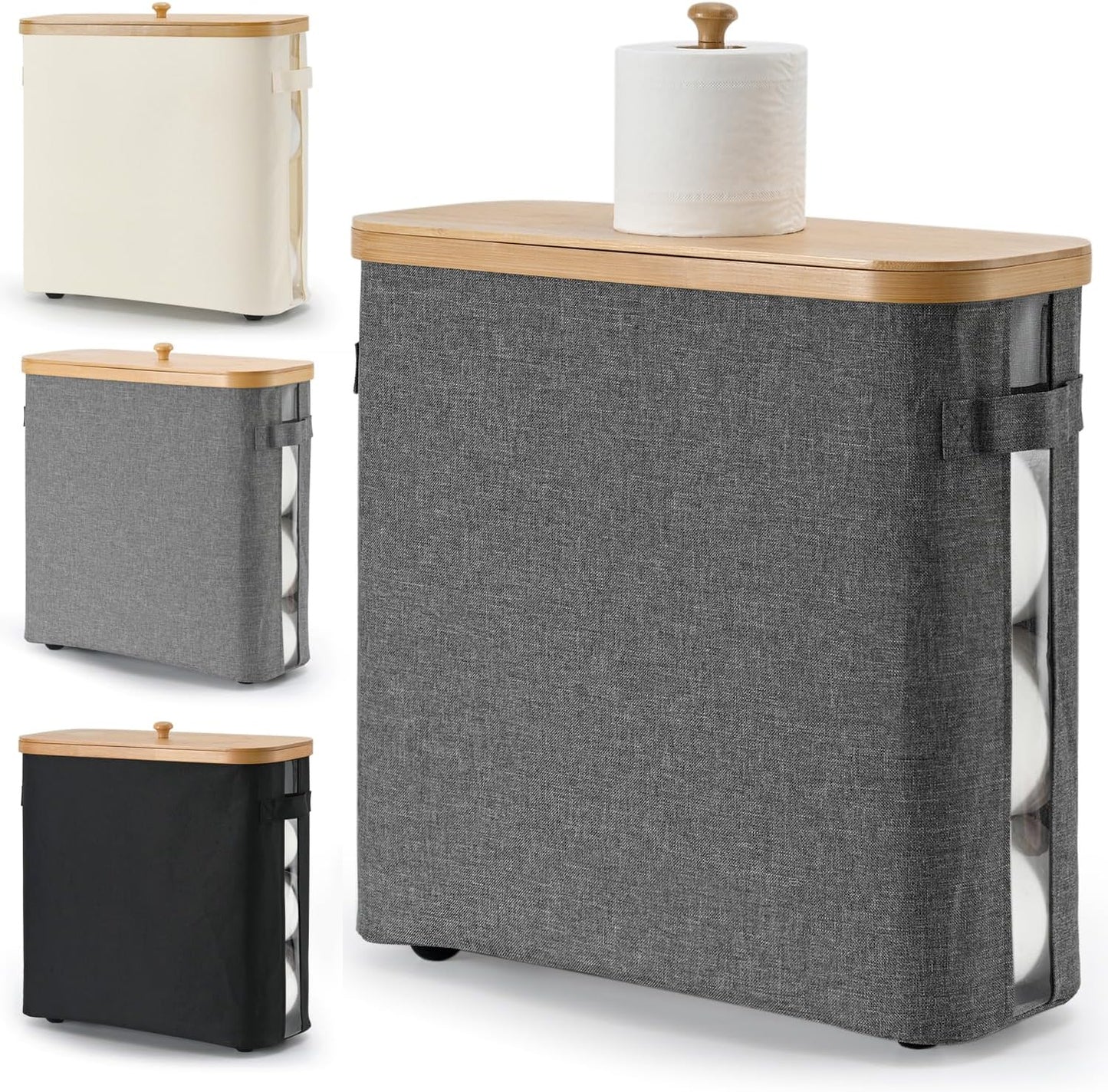 32L Bathroom Toilet Paper Storage Basket with Lid and Handle
