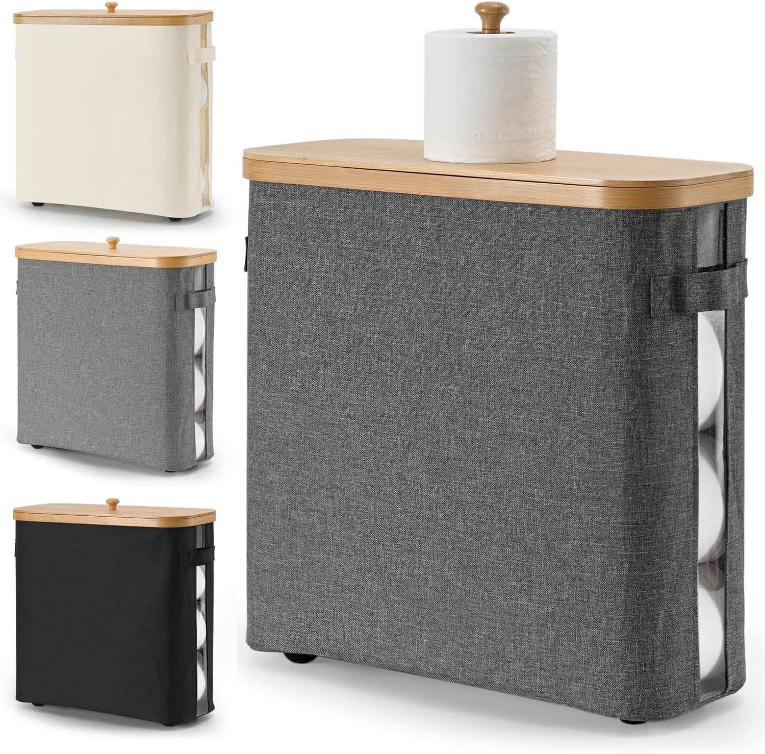 32L Bathroom Toilet Paper Storage Basket with Lid and Handle