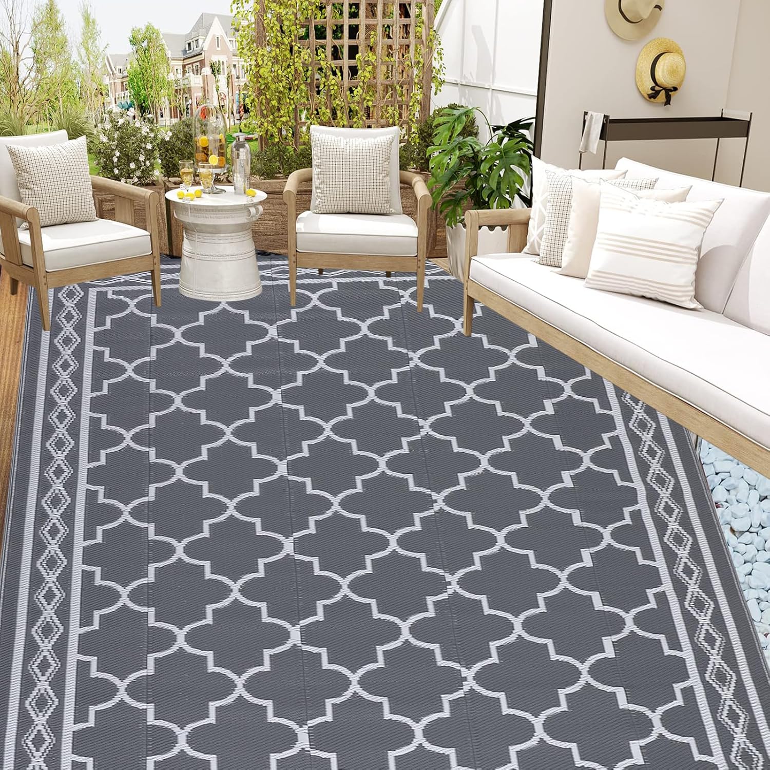 Garvee Large Outdoor Rugs 9x18 Waterproof for All-Weather Use