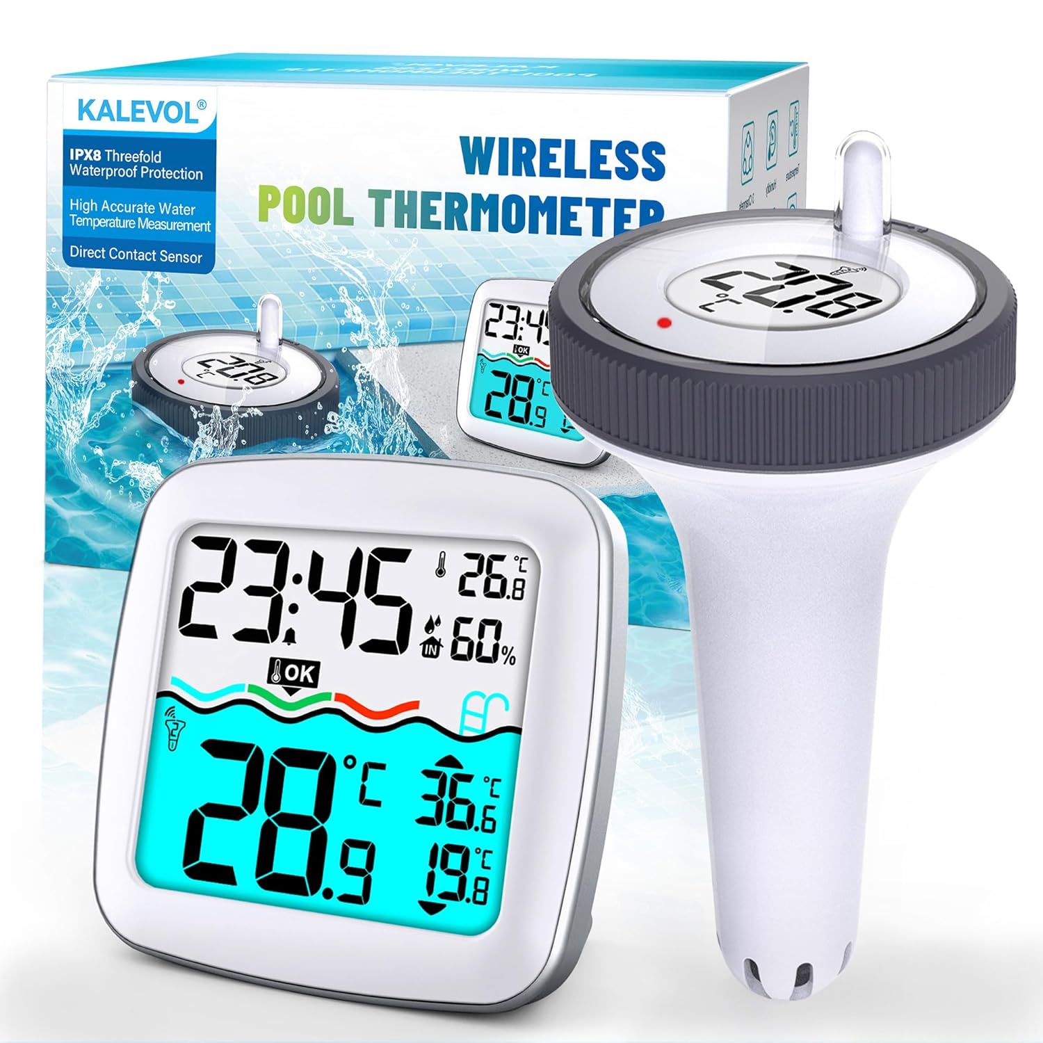 Pool Thermometer - Waterproof Digital Floating Easy Read