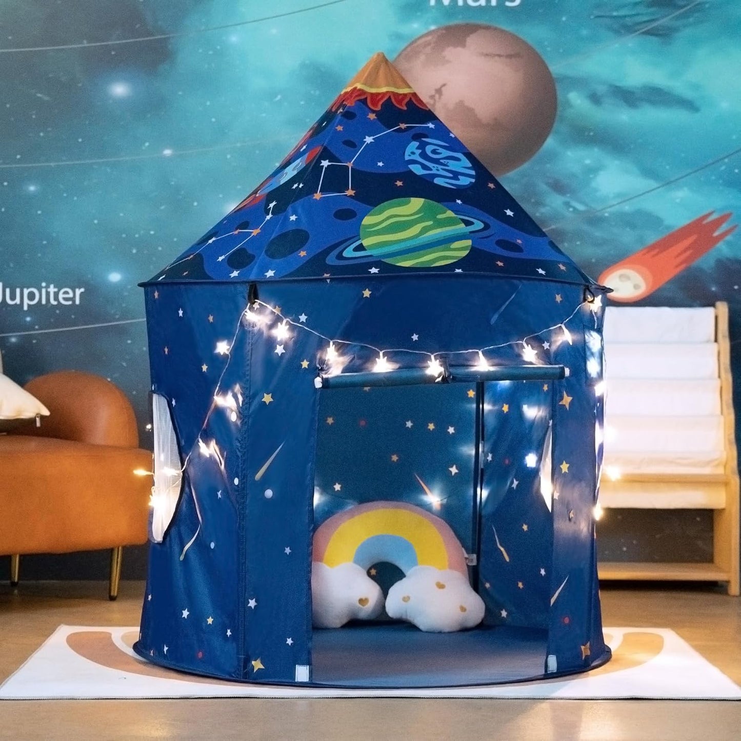 Space Teepee Tent with Star Lights - Imaginative Indoor Fun!