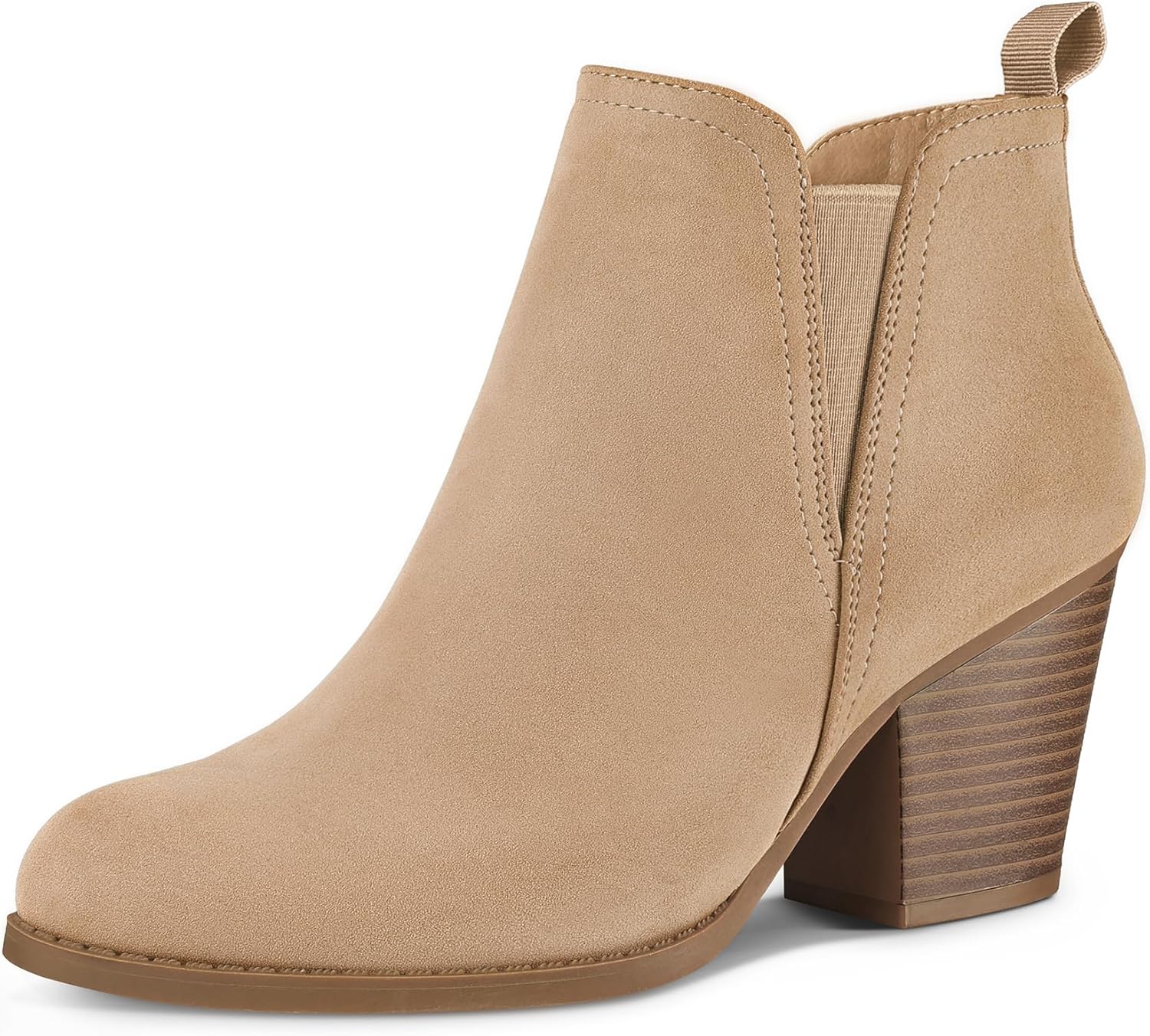 Stylish Women's Ankle Boots with V Cut and Chunky Heel Design