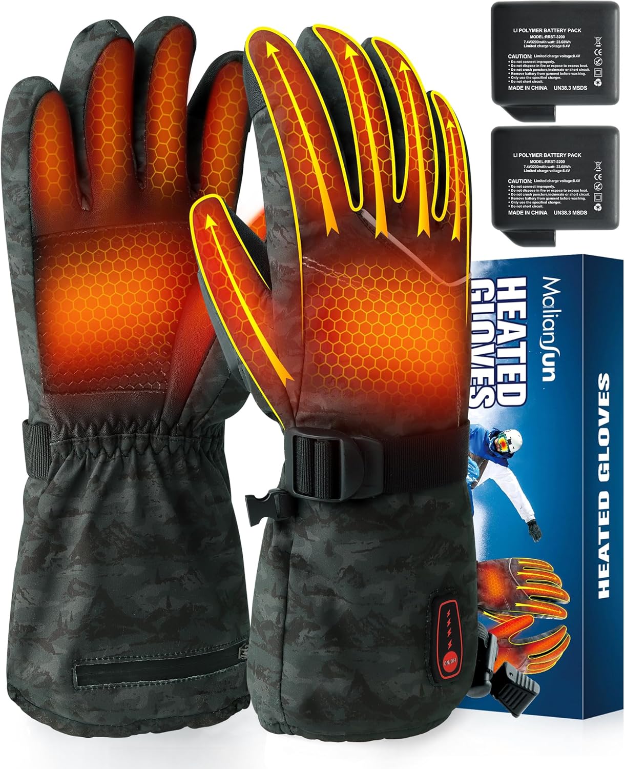 Heated Gloves for Men Women Rechargeable with 5 Heating Levels