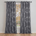 Extra Long Blackout Curtains for Large Window - Elegant Grey Wave